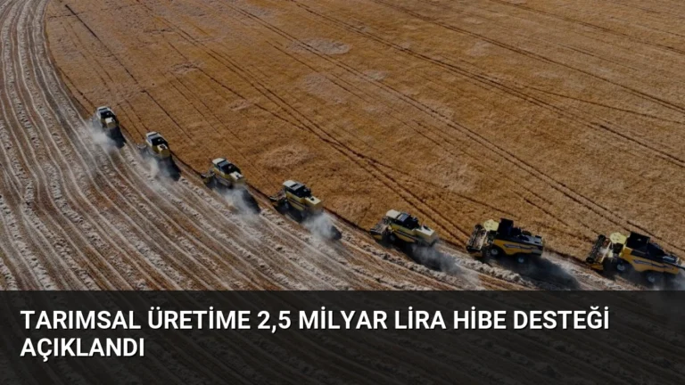 Tarımsal Üretime 2,5 Milyar Lira Hibe Desteği Açıklandı