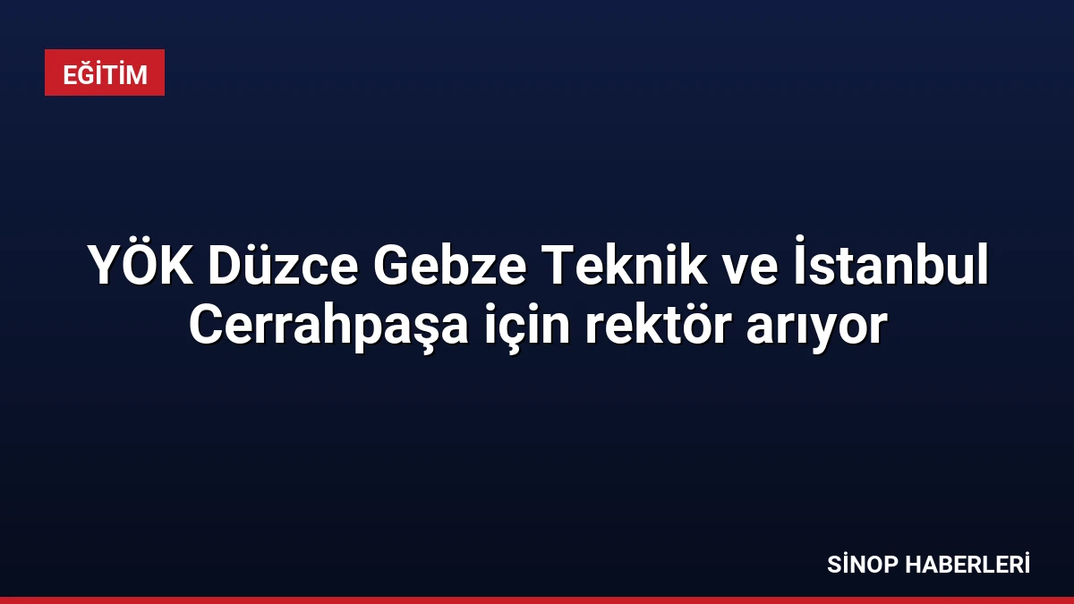 YÖK Düzce Gebze Teknik ve İstanbul Cerrahpaşa için rektör arıyor