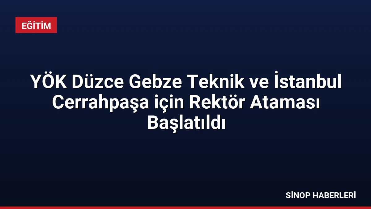 YÖK Düzce Gebze Teknik ve İstanbul Cerrahpaşa için Rektör Ataması Başlatıldı