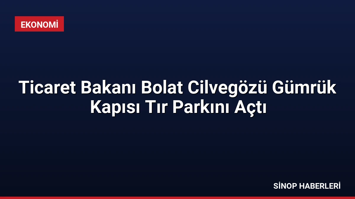 Ticaret Bakanı Bolat Cilvegözü Gümrük Kapısı Tır Parkını Açtı