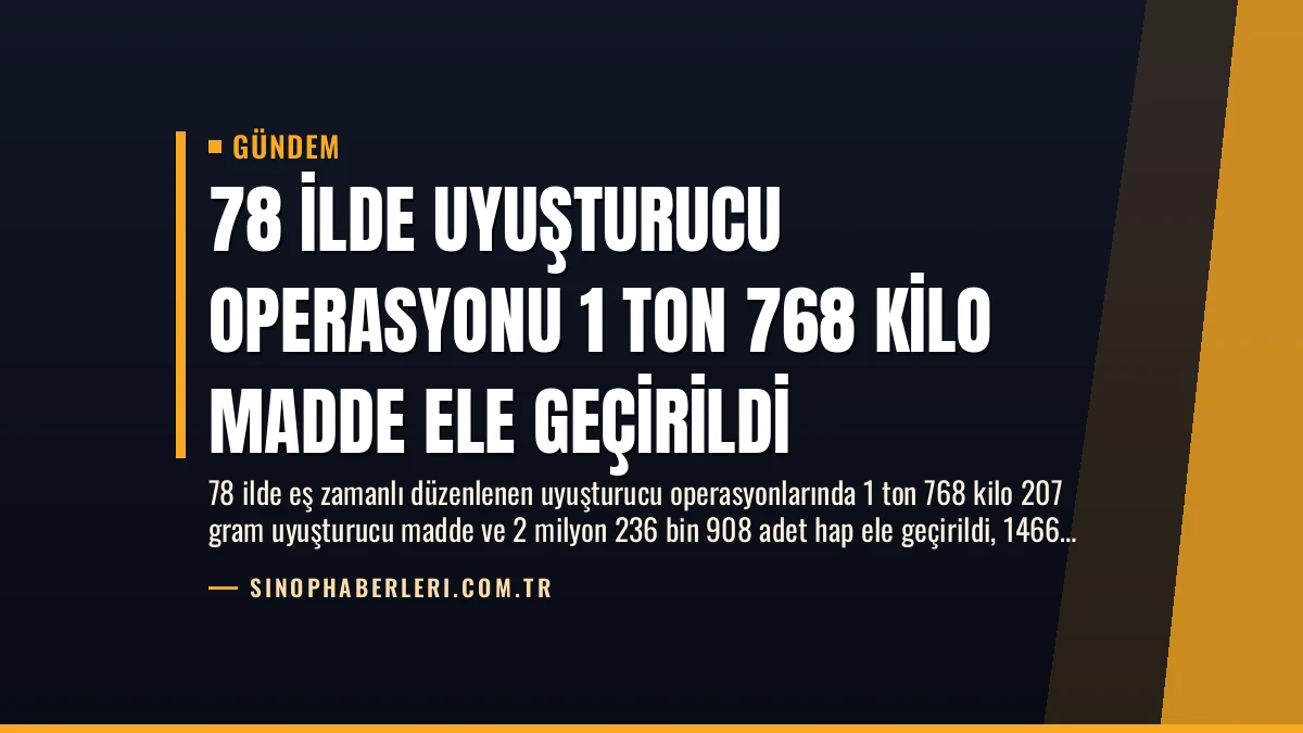 78 İlde Uyuşturucu Operasyonu 1 Ton 768 Kilo Madde Ele Geçirildi