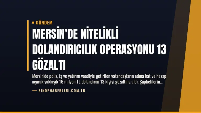 Mersin’de Nitelikli Dolandırıcılık Operasyonu 13 Gözaltı