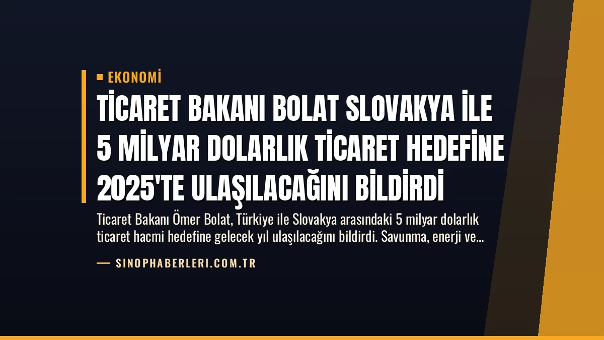 Ticaret Bakanı Bolat Slovakya İle 5 Milyar Dolarlık Ticaret Hedefine 2025’te Ulaşılacağını Bildirdi