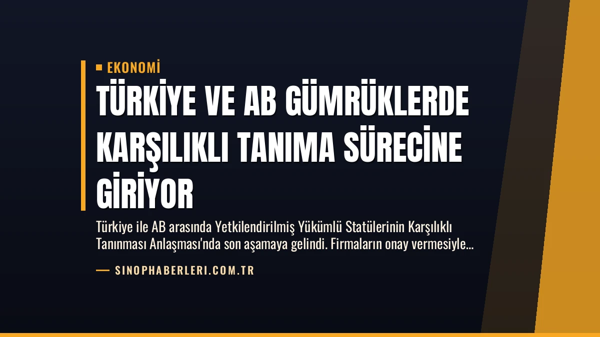 Türkiye ve AB Gümrüklerde Karşılıklı Tanıma Sürecine Giriyor