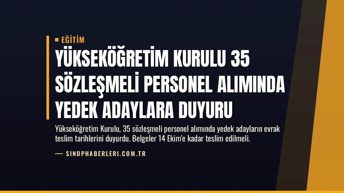 Yükseköğretim Kurulu 35 Sözleşmeli Personel Alımında Yedek Adaylara Duyuru